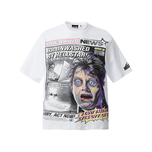Hellstar Brainwashed News White T-Shirt