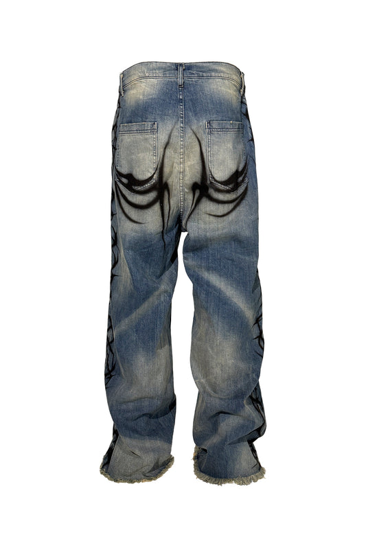 Hellstar Raw Edge Jeans - Airbrushed